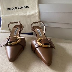 Brown Manolo's with bamboo buckle
